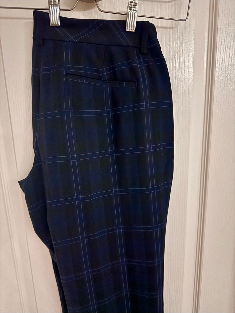 Express Editor Barely Boot Low Rise Pants, size 12 Regular, Blue and Black Plaid - Picture 3 of 11